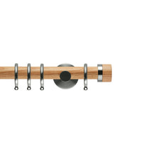 Oak Stud And Stainless Steel Curtain Poles